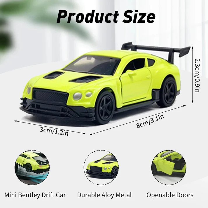 1:64 Scale Die-Cast Dashboard Drift Cars | Lamborghini, Bentley, Porsche, Ferrari & Supra | Pull Back Action | Rotating Stand - Image 7