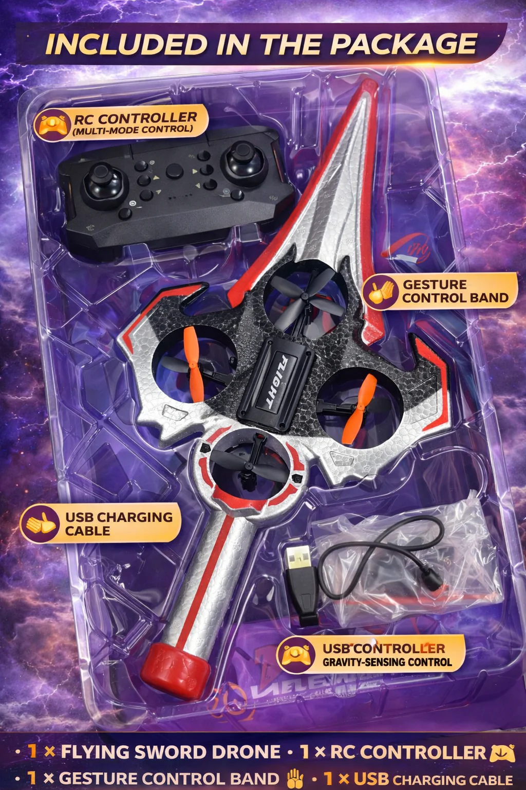 AI INTELLIGENT Voice-controlled Remote Control Flying Sword Rolling 360° Optional Version 7 - Image 2