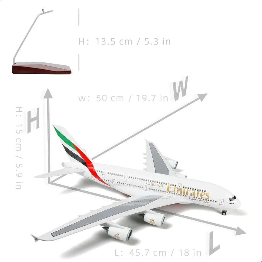Aircraft Airbus A380 Emirates 18 Inch Diecast modal With Display Stand Sky Jumbo Airplane 1:160 Scale - Image 2
