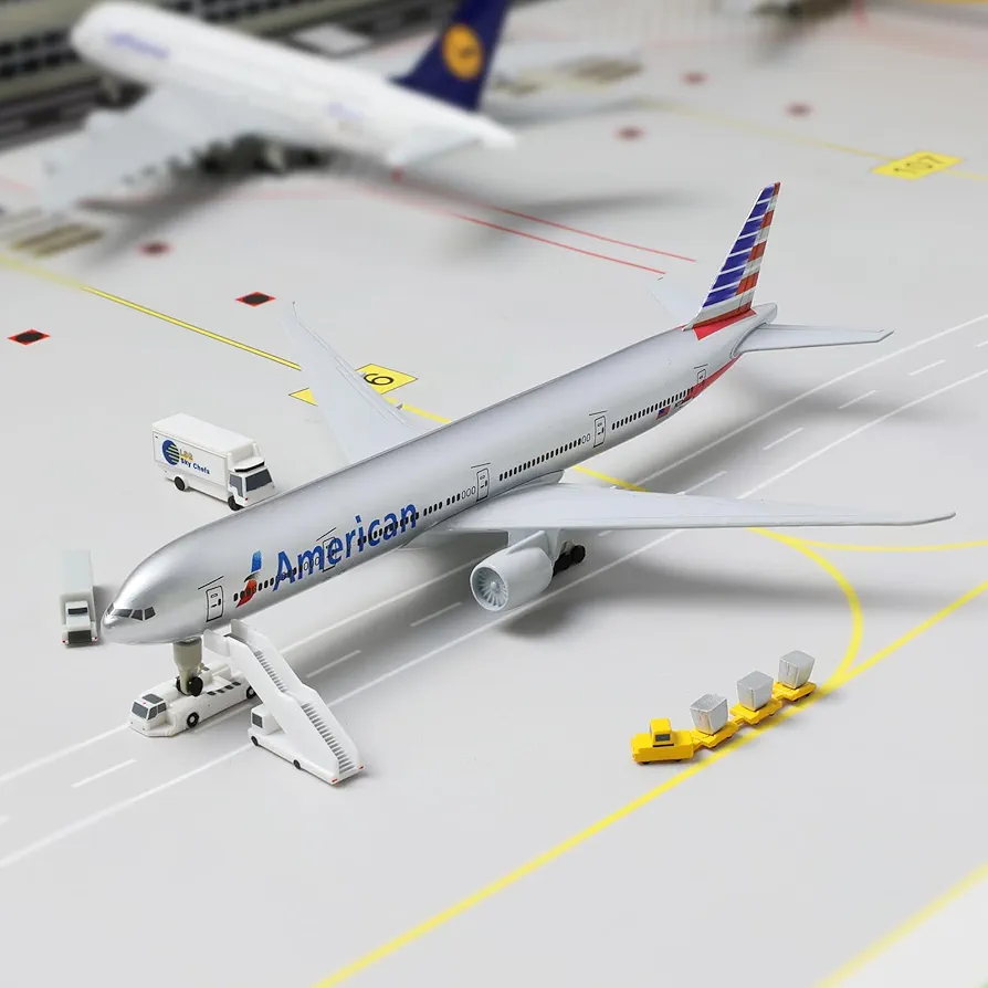 Aircraft 'American B-777 Diecast Airplane Model Boeing 777 (7.5-inch L) 20cm" Scale (No.321) Display Stand With Landing Wheels - Image 3