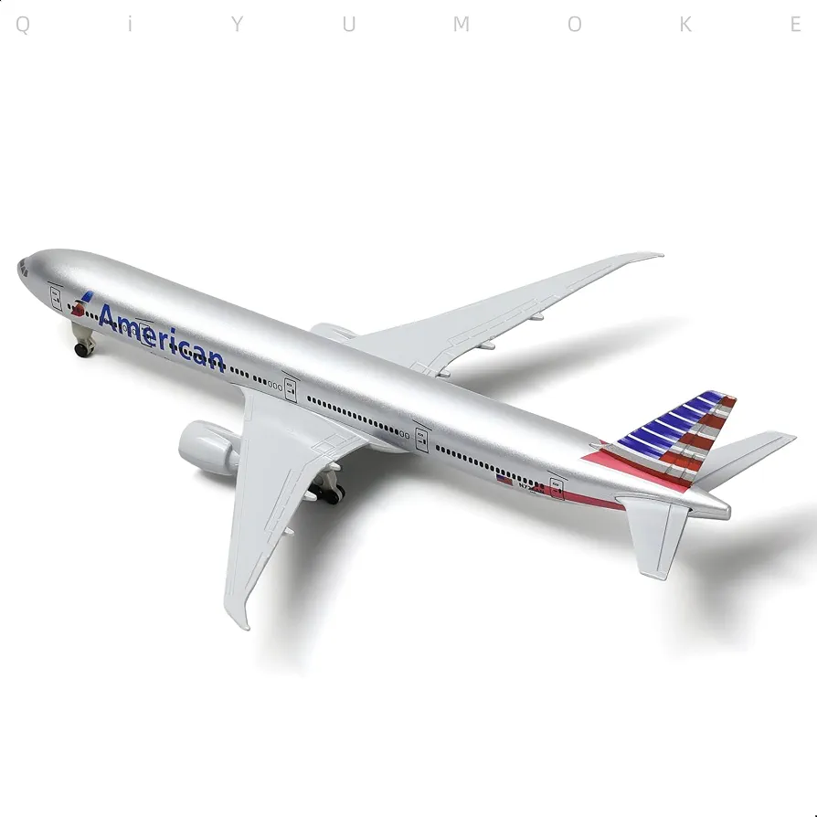 Aircraft 'American B-777 Diecast Airplane Model Boeing 777 (7.5-inch L) 20cm" Scale (No.321) Display Stand With Landing Wheels - Image 7