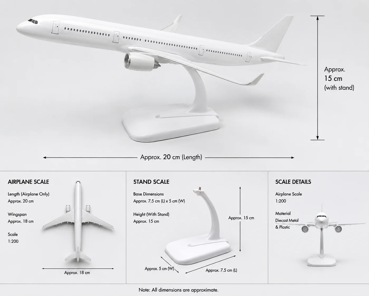 Aircraft 'Lufthansa Airbus A380-800 Airplane Diecast Model (No.305) 20cm" Scale Display Stand With Landing Wheels Model - Image 5