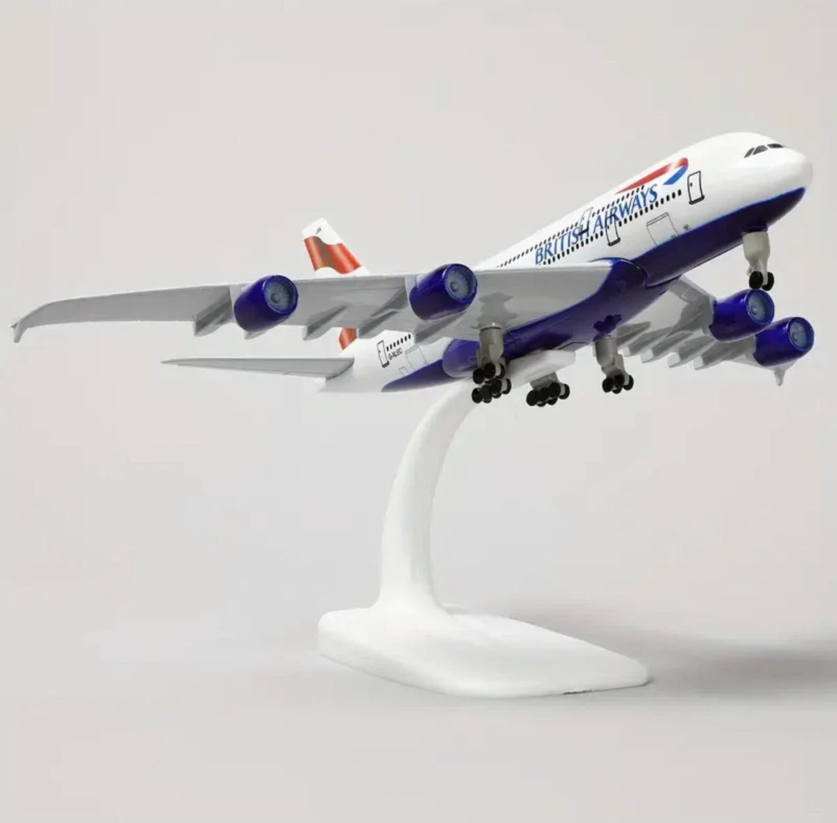 Aircraft 'British Airways A380 Airplane G-XLEC Display Stand With Landing Wheels Diecast Model 20cm Scale Airplane ( No.306)