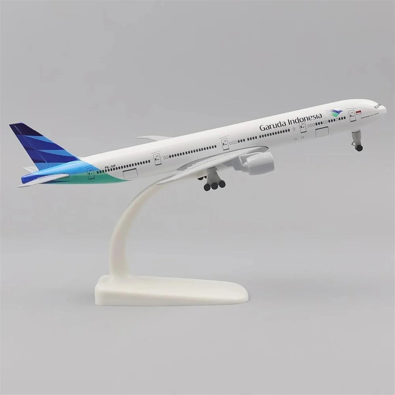 Aircraft 'Garuda Indonesia Boeing 777-300ER Airplane Diecast Metal With Display Stand And Landing Wheels 20cm Scale (No.323)
