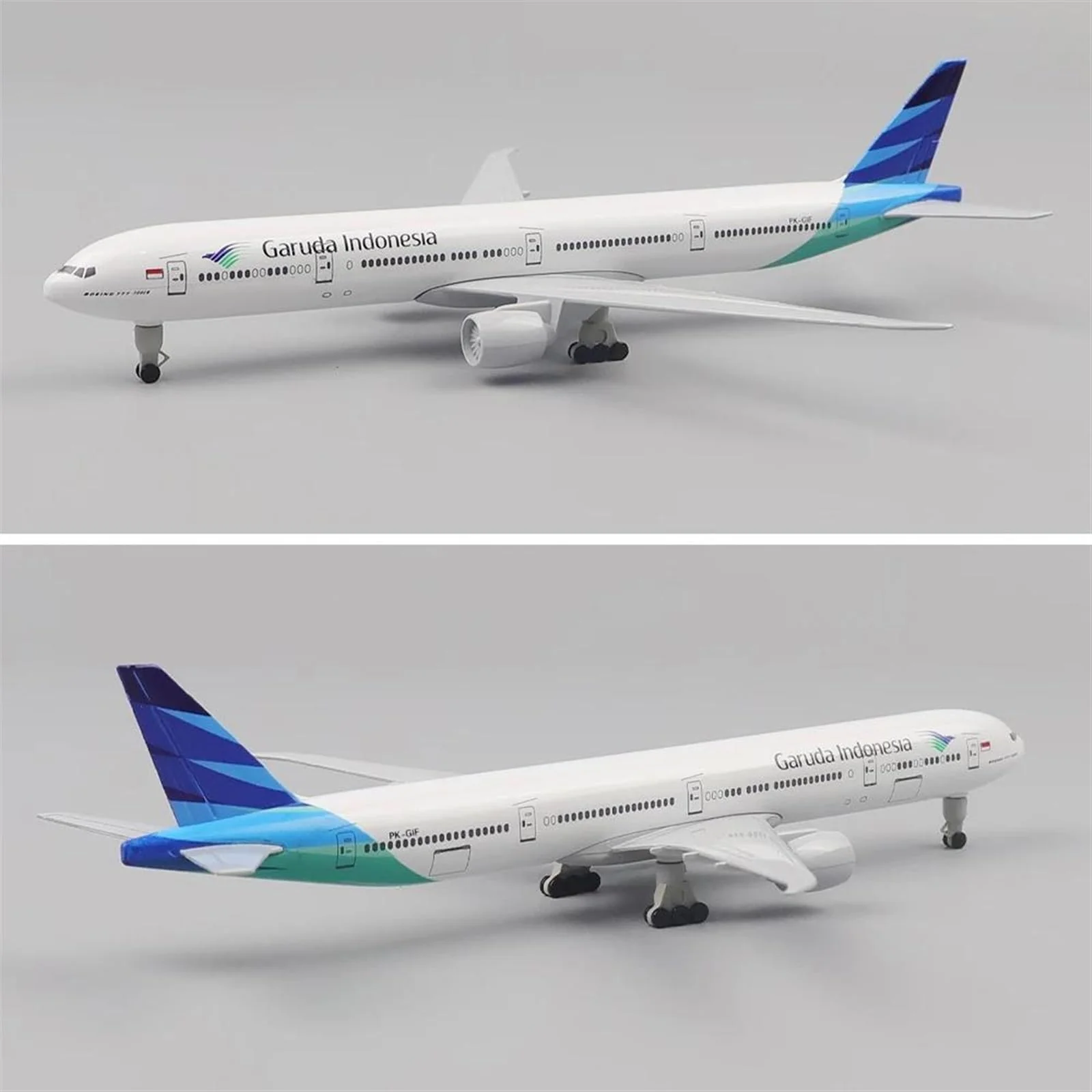 Aircraft 'Garuda Indonesia Boeing 777-300ER Airplane Diecast Metal With Display Stand And Landing Wheels 20cm Scale (No.323) - Image 3