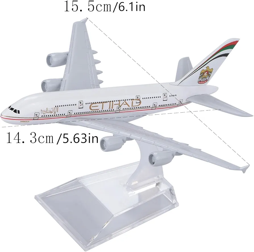 Aircraft Model Airbus ETIHAD Airlines A380 Model - 16cm Airplane Durable Construction (Code-102A) - Image 3