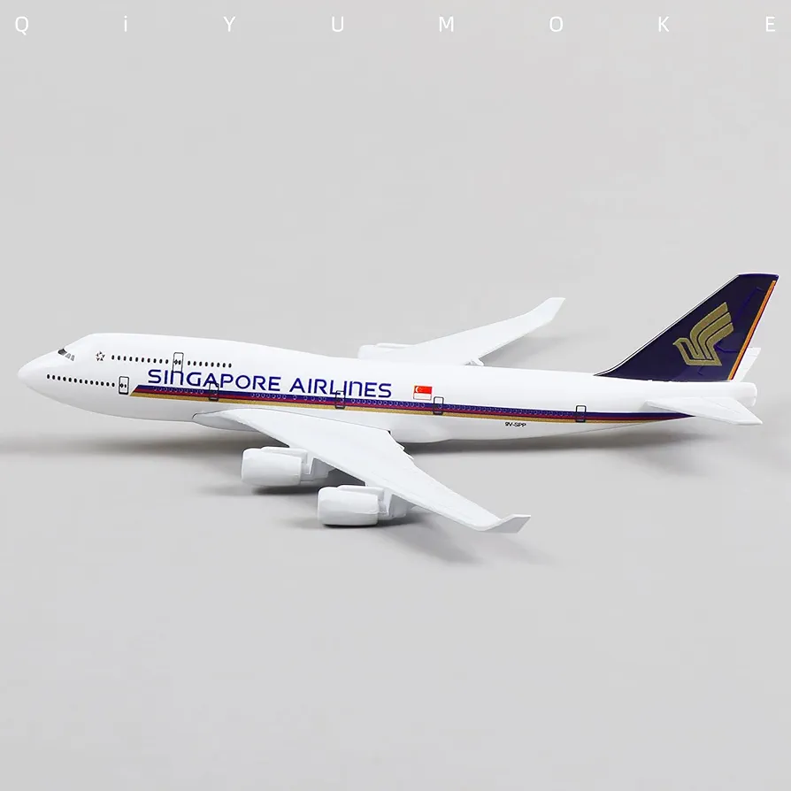 Aircraft Model Singapore Metal Airplane Model Kit Boeing 747 Diecast Aircraft Model 16cm (Code 131)