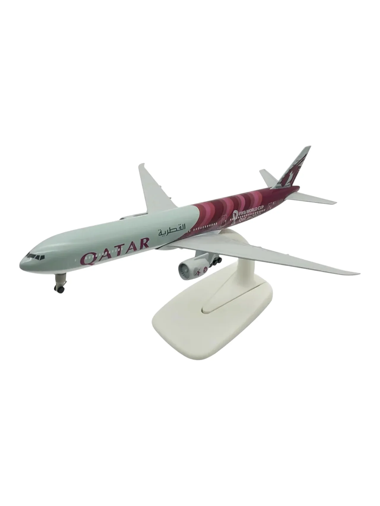 Aircraft 'Qatar Fifa World Cup Qatar2022 A7-BEB Diecast 20cm' Scale Airplane (No.315) Display Stand With Landing Wheels - Image 7
