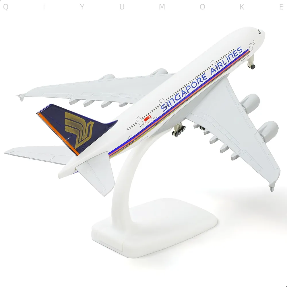 Aircraft Singapore Airlines A380 Airbus 9V-SKA Diecast Airplane (No.307) Model 22cm" Scale  Display Stand With Landing Wheels