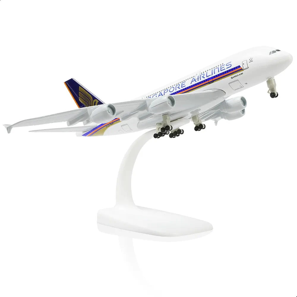 Aircraft Singapore Airlines A380 Airbus 9V-SKA Diecast Airplane (No.307) Model 22cm" Scale  Display Stand With Landing Wheels - Image 2