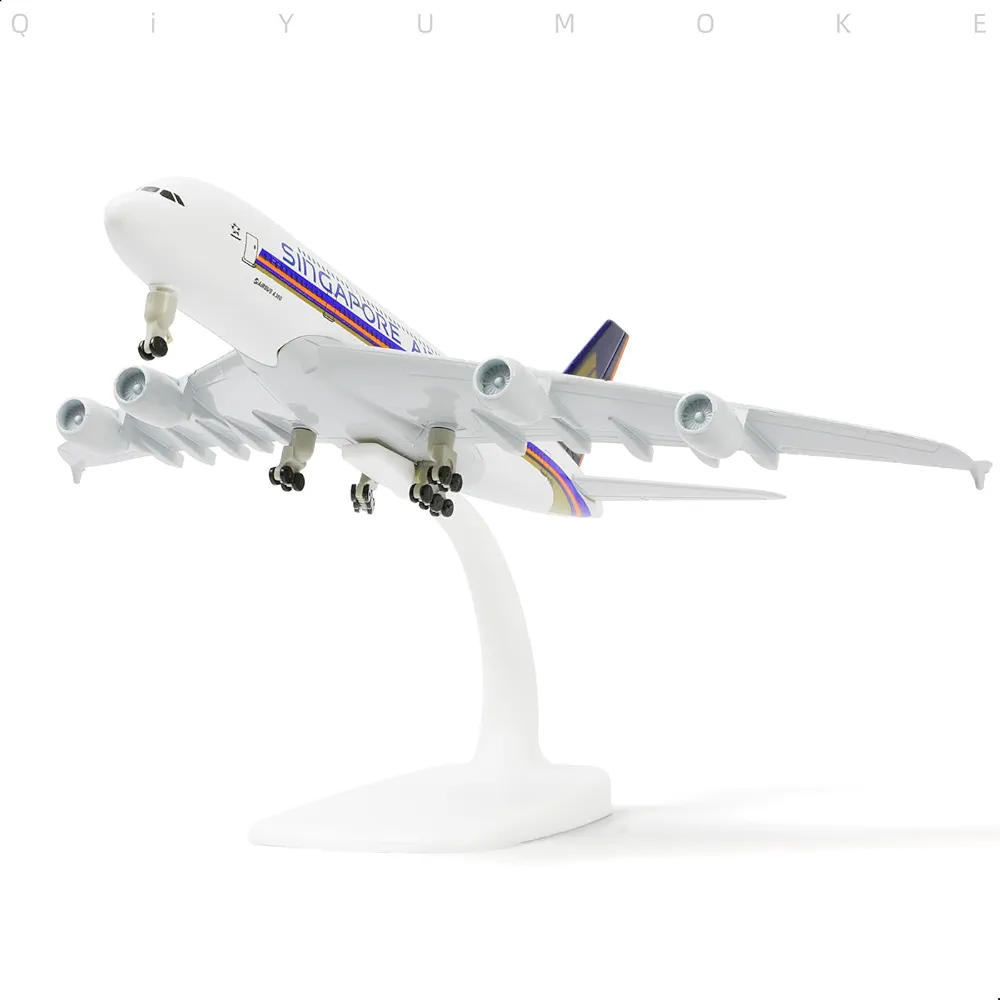 Aircraft Singapore Airlines A380 Airbus 9V-SKA Diecast Airplane (No.307) Model 22cm" Scale  Display Stand With Landing Wheels - Image 3