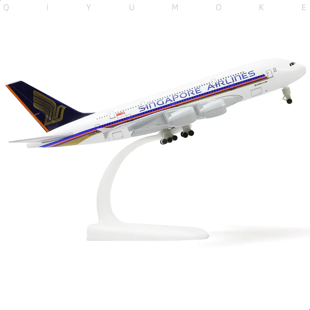 Aircraft Singapore Airlines A380 Airbus 9V-SKA Diecast Airplane (No.307) Model 22cm" Scale  Display Stand With Landing Wheels - Image 4