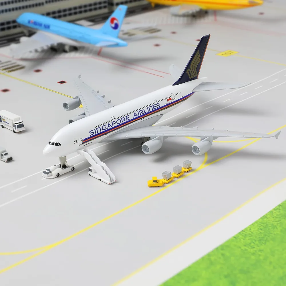 Aircraft Singapore Airlines A380 Airbus 9V-SKA Diecast Airplane (No.307) Model 22cm" Scale  Display Stand With Landing Wheels - Image 6