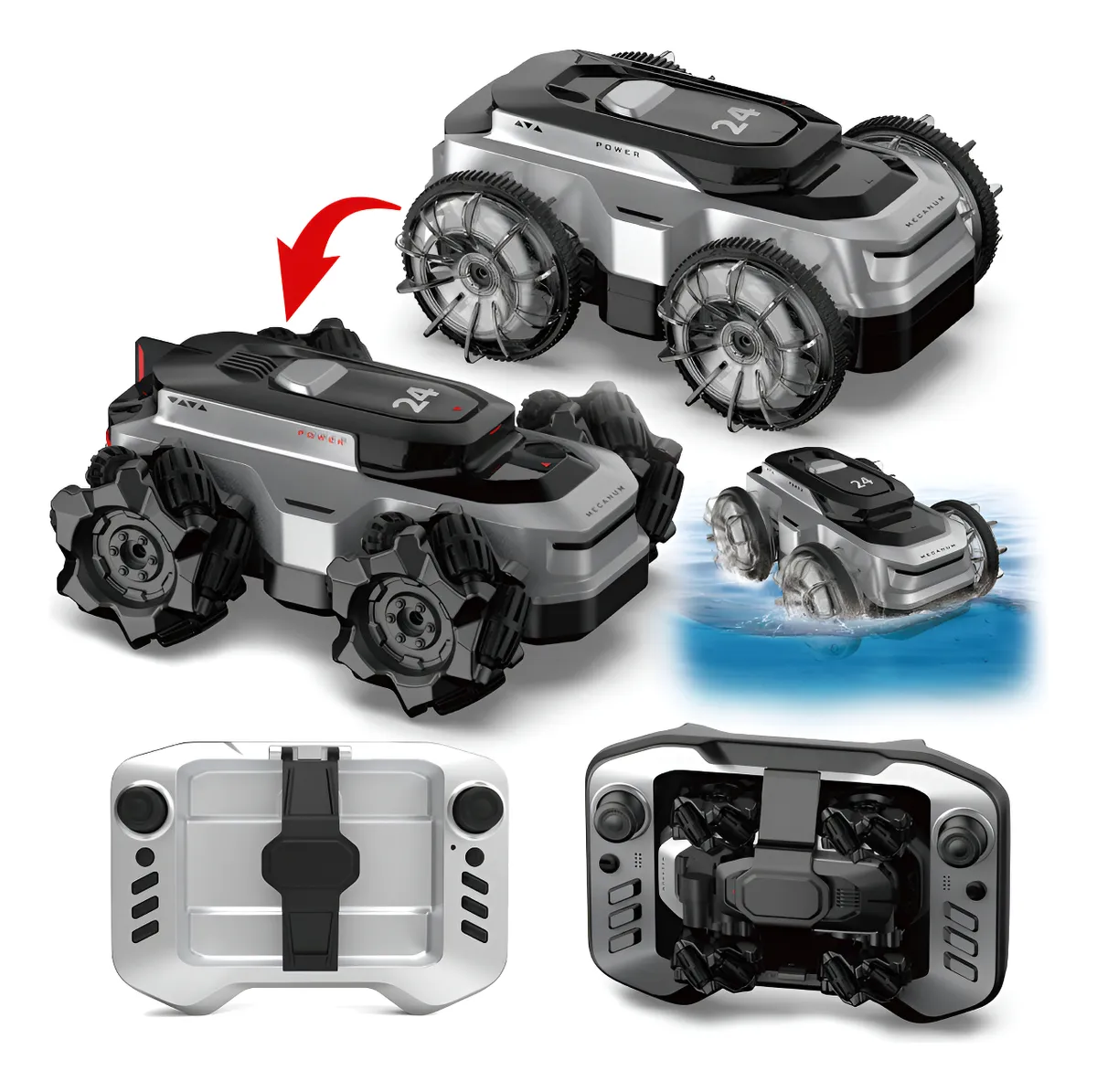 Amphibious Remote Control Car - Waterproof RC Stunt Car for Kids with 360° Spins, 50 Min Batteries,High-Speed, All-Terrain, One car with two kinds of wheels make more fun - Image 7
