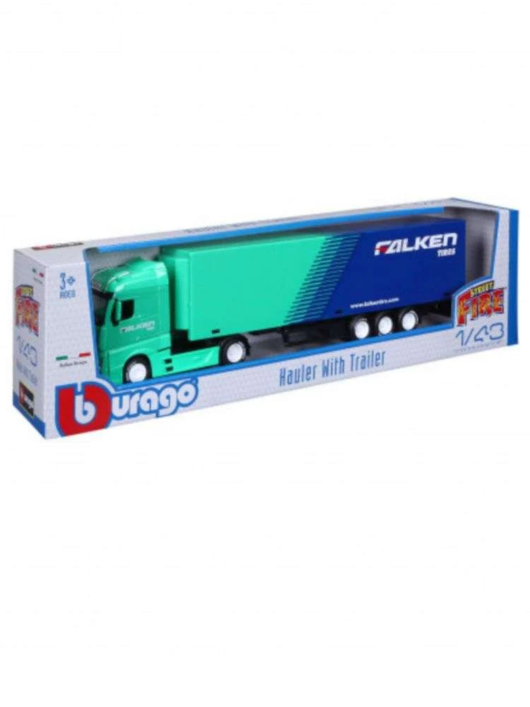 BBURAGO BU31460T MERCEDES ACTROS GIGASPACE HAULER WITH TRAILER FALKEN TIRES 1:43 Modellino - Image 3