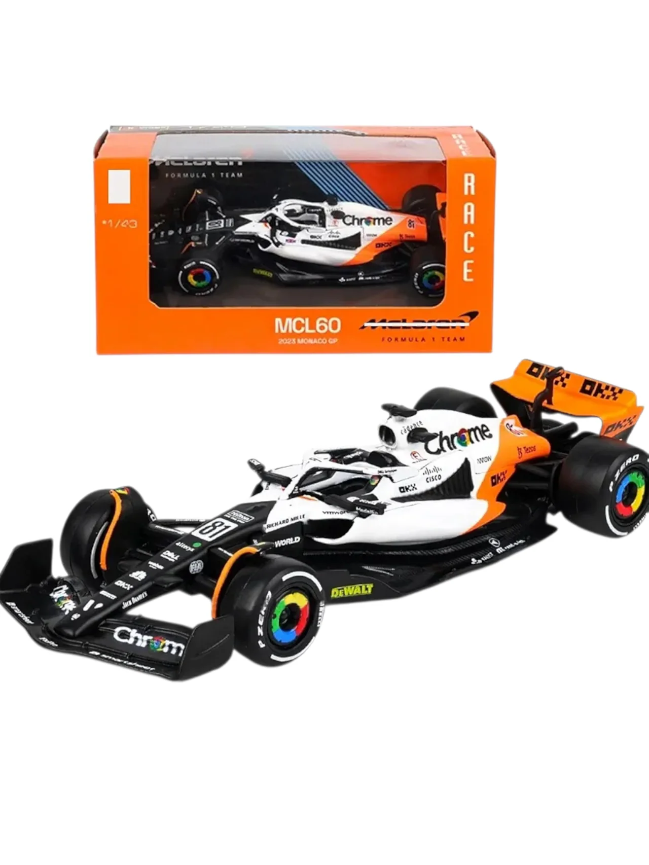 Bburago F1 Formula 1 MCLAREN MCL60 (2023) - MONACO GP LN4 - 1:43 Scale - Race Car Model, bburago 18-38087 - Image 7