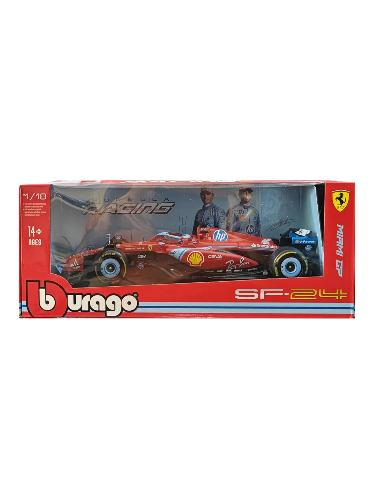 Bburago Formula 1 (F1) Ferrari Miami GP SF-24 16 No Charles Leclerc 1:18 Scale Diecast - Image 13