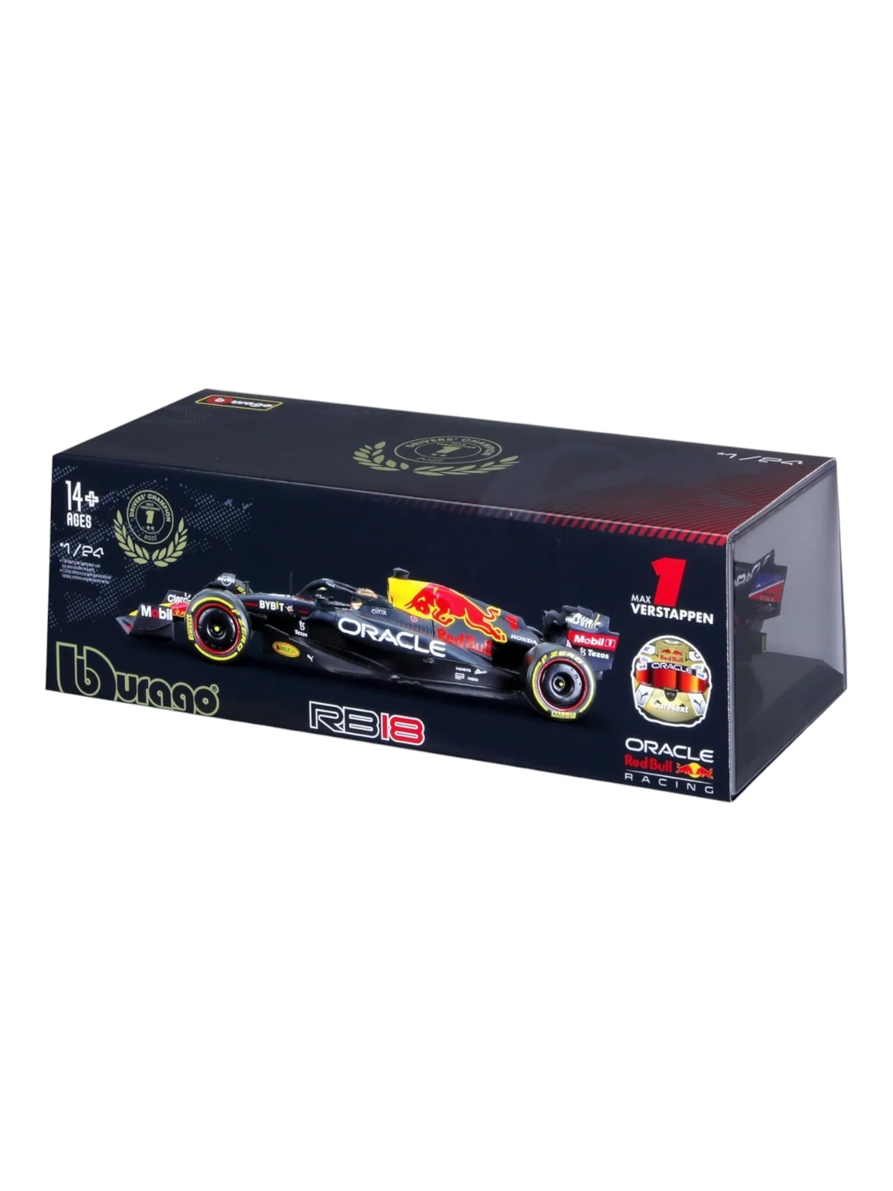 Bburago Formula 1 (F1) Oracle Redbull Winner Abu Dhabi Grand Prix 2022 Max Verstappen 1:24 Scale (With Acrylic Case) - Image 7