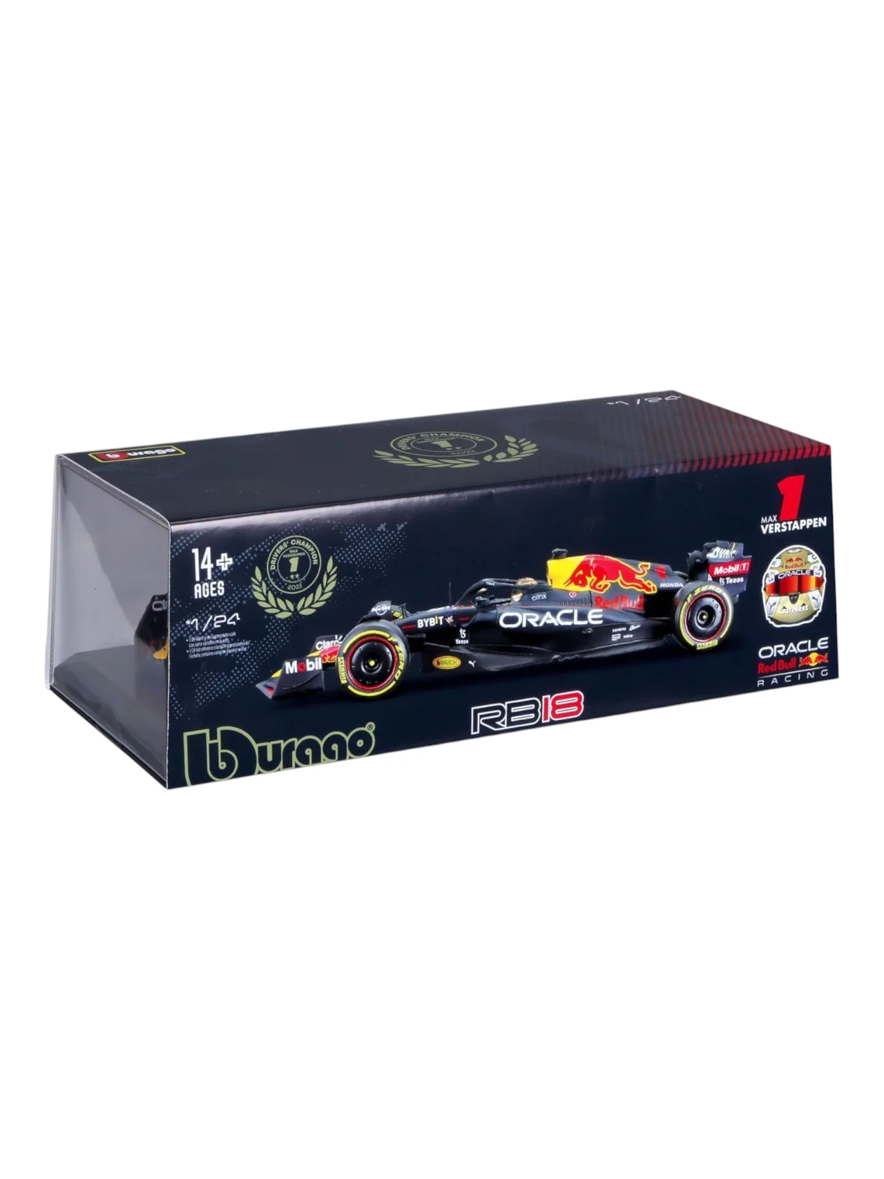 Bburago Formula 1 (F1) Oracle Redbull Winner Abu Dhabi Grand Prix 2022 Max Verstappen 1:24 Scale (With Acrylic Case) - Image 8