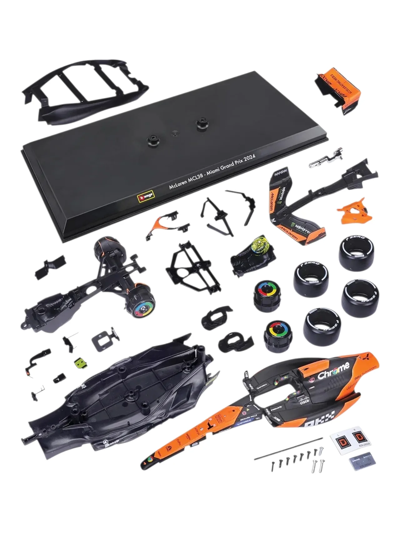 Bburago Mclaren Mcl38 Miami Grand Prix 2024 ( F1 ) No 4.Lando Norris 42 Parts Plastic Stand Included Imported 1:24 Scale - Image 4