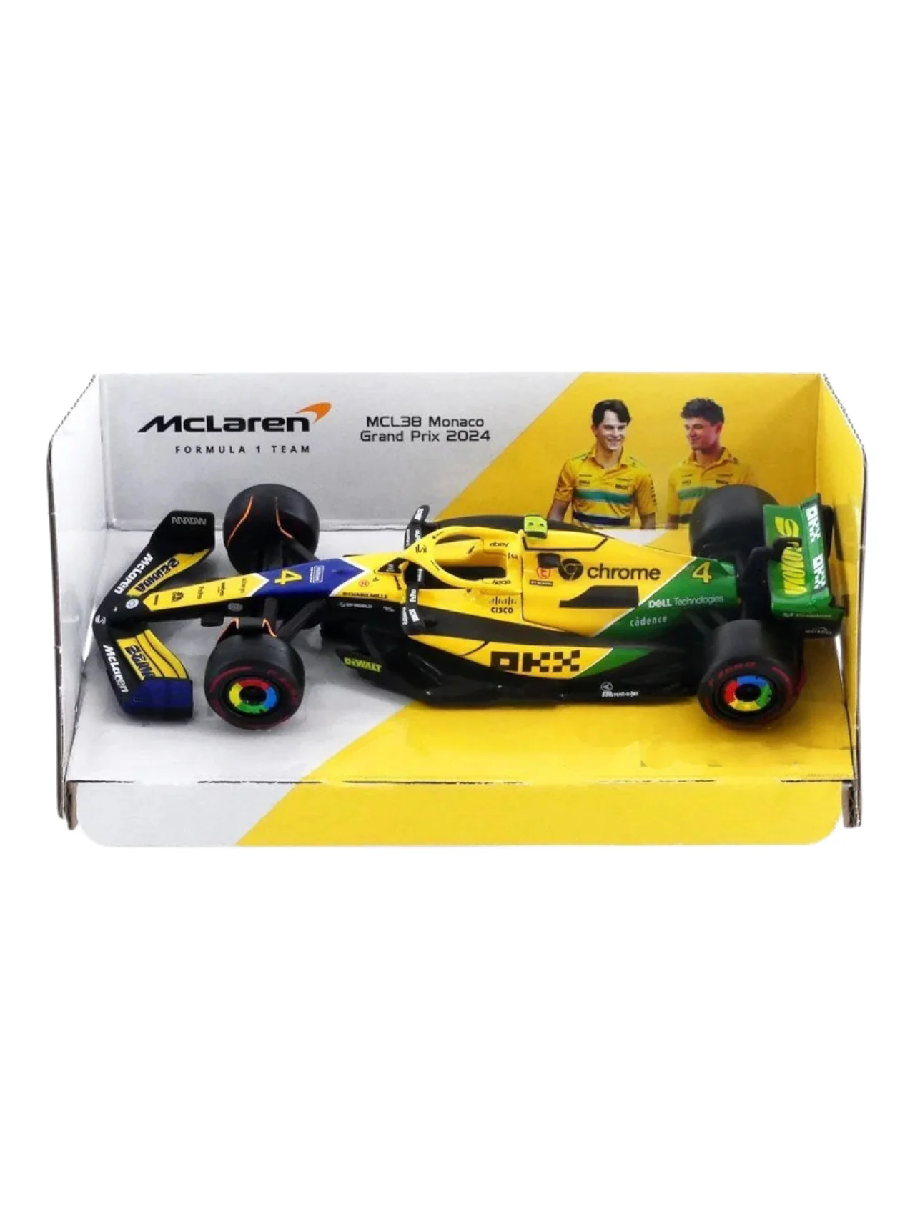 BBURAGO– MCLAREN MCL38 – Monaco Grand Prix 2024 (f1) No.4 drawing oscar Piastri / lando Norris 1:43 Scale bburago- 18-38214