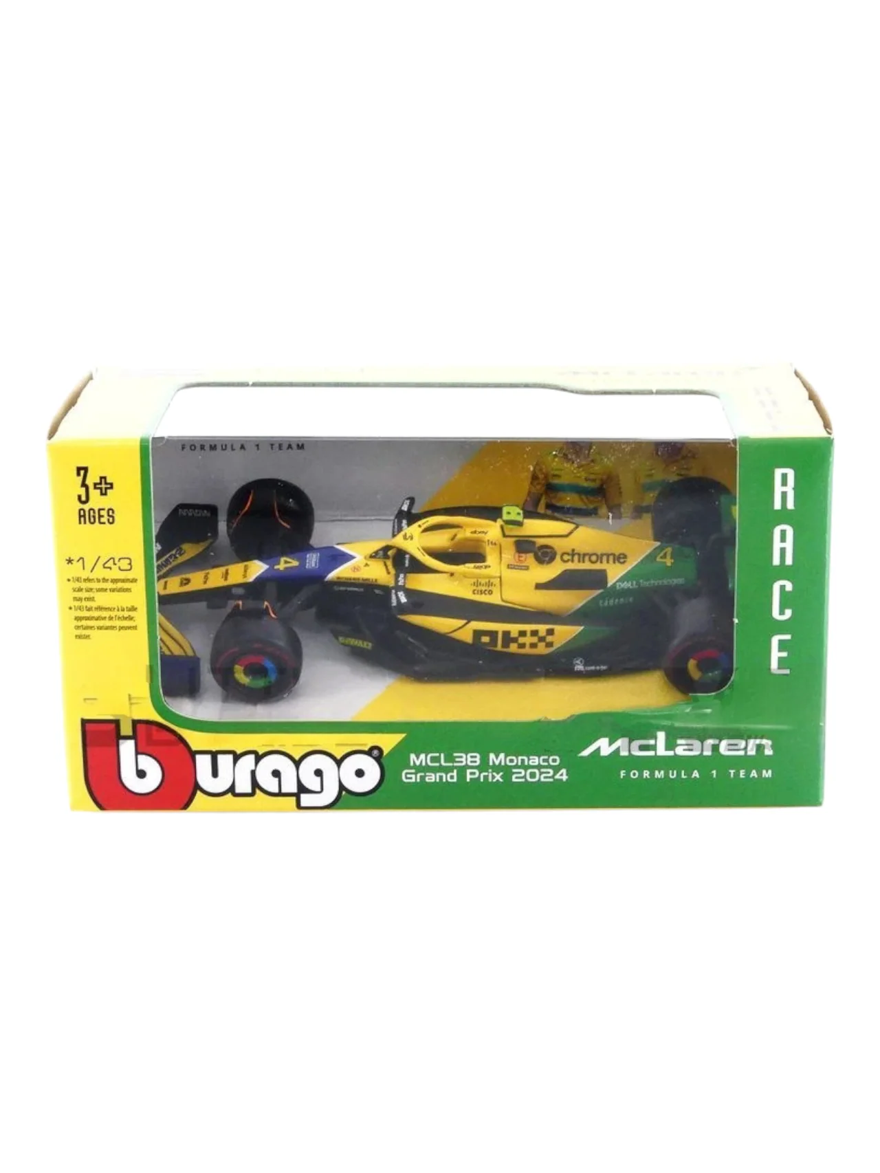 BBURAGO– MCLAREN MCL38 – Monaco Grand Prix 2024 (f1) No.4 drawing oscar Piastri / lando Norris 1:43 Scale bburago- 18-38214 - Image 6