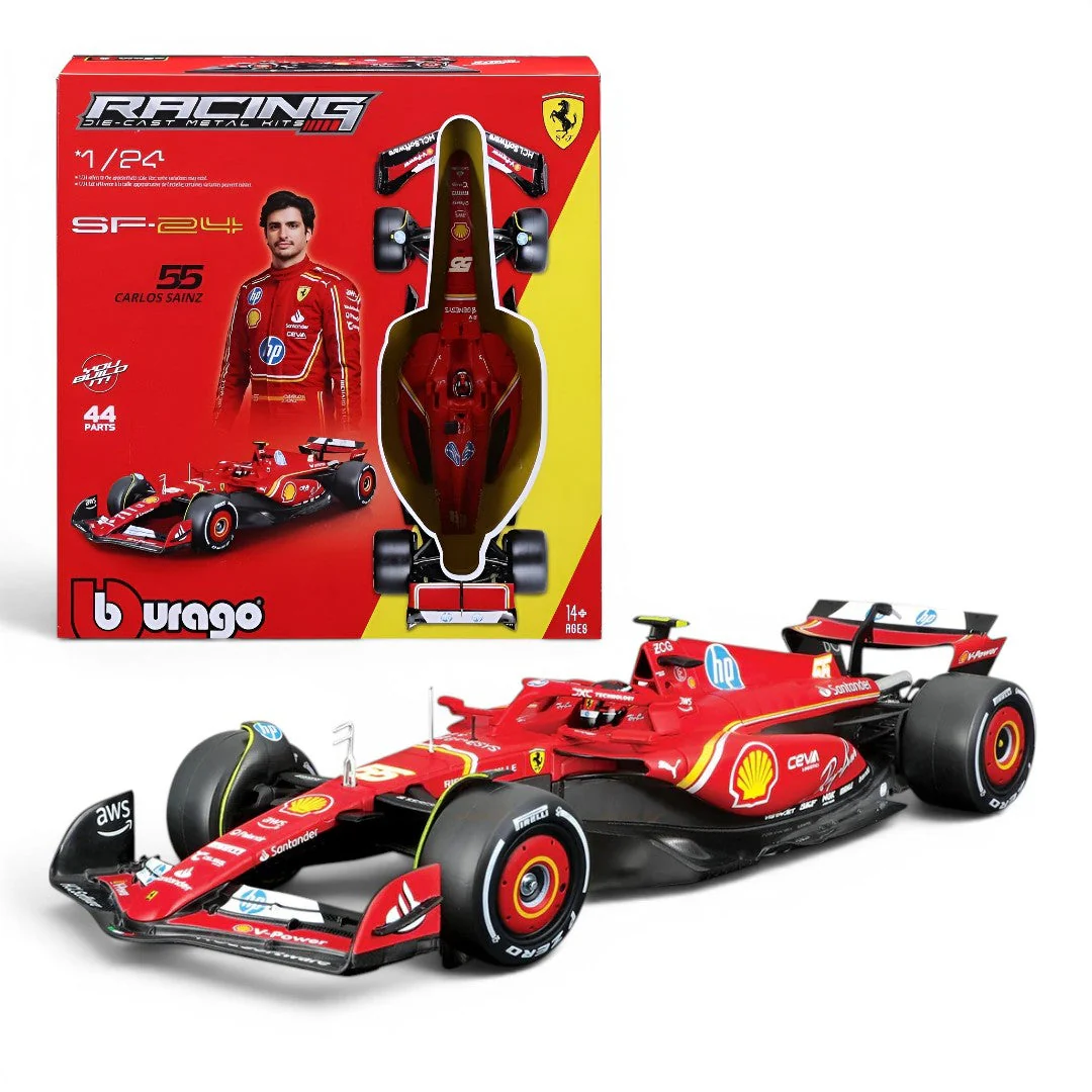 Bburago Racing Ferrari SF-24 No.55 Carlos Sainz F1 Model Kit (2024)  Formula 1 Imported 1:64 Scale 44 Parts. - Image 4