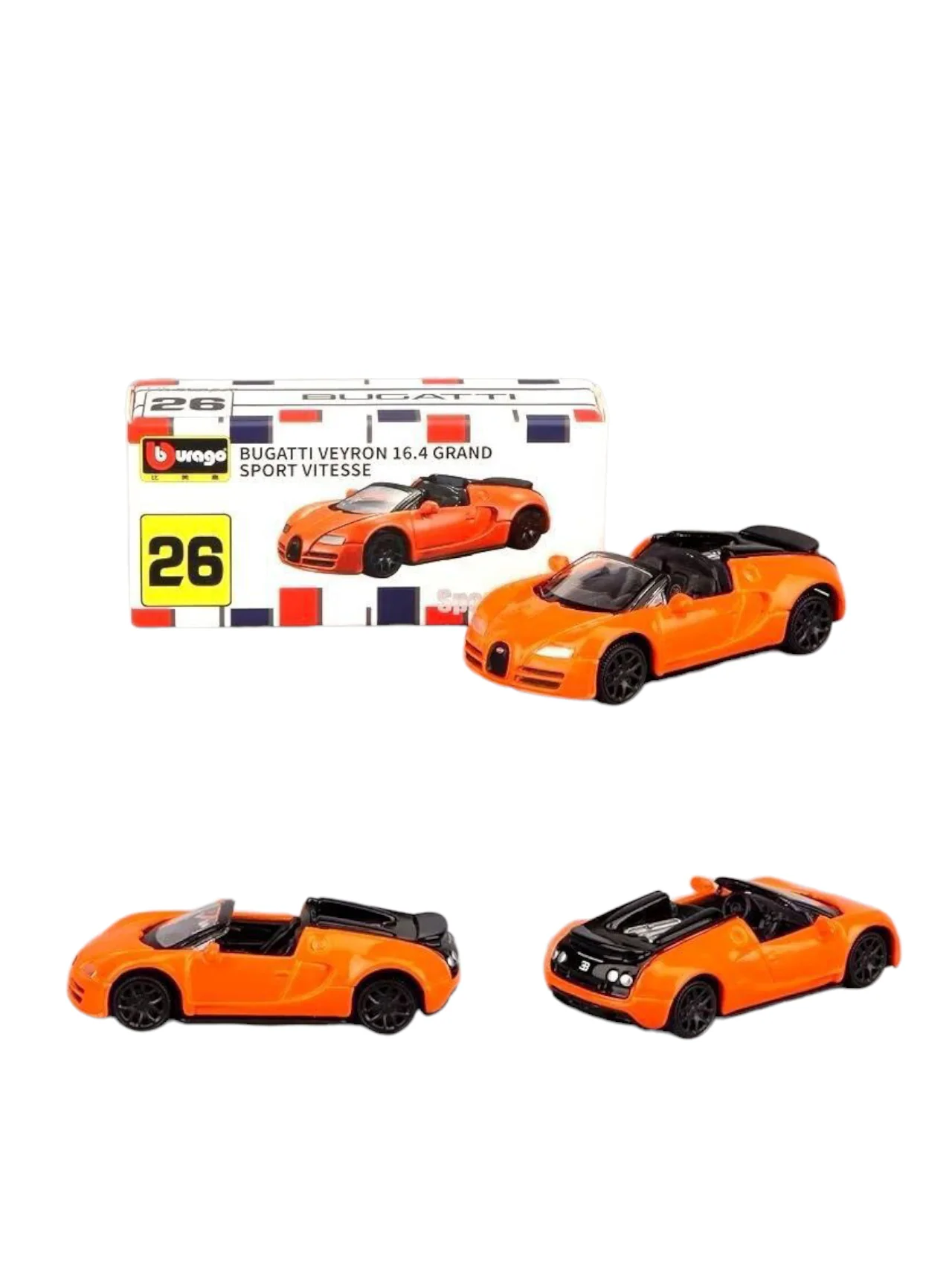Bburago Sports Cars Edition Bugatti Veyron 16.4 Grand Sport Vitesse 1:64 Scale - Image 2
