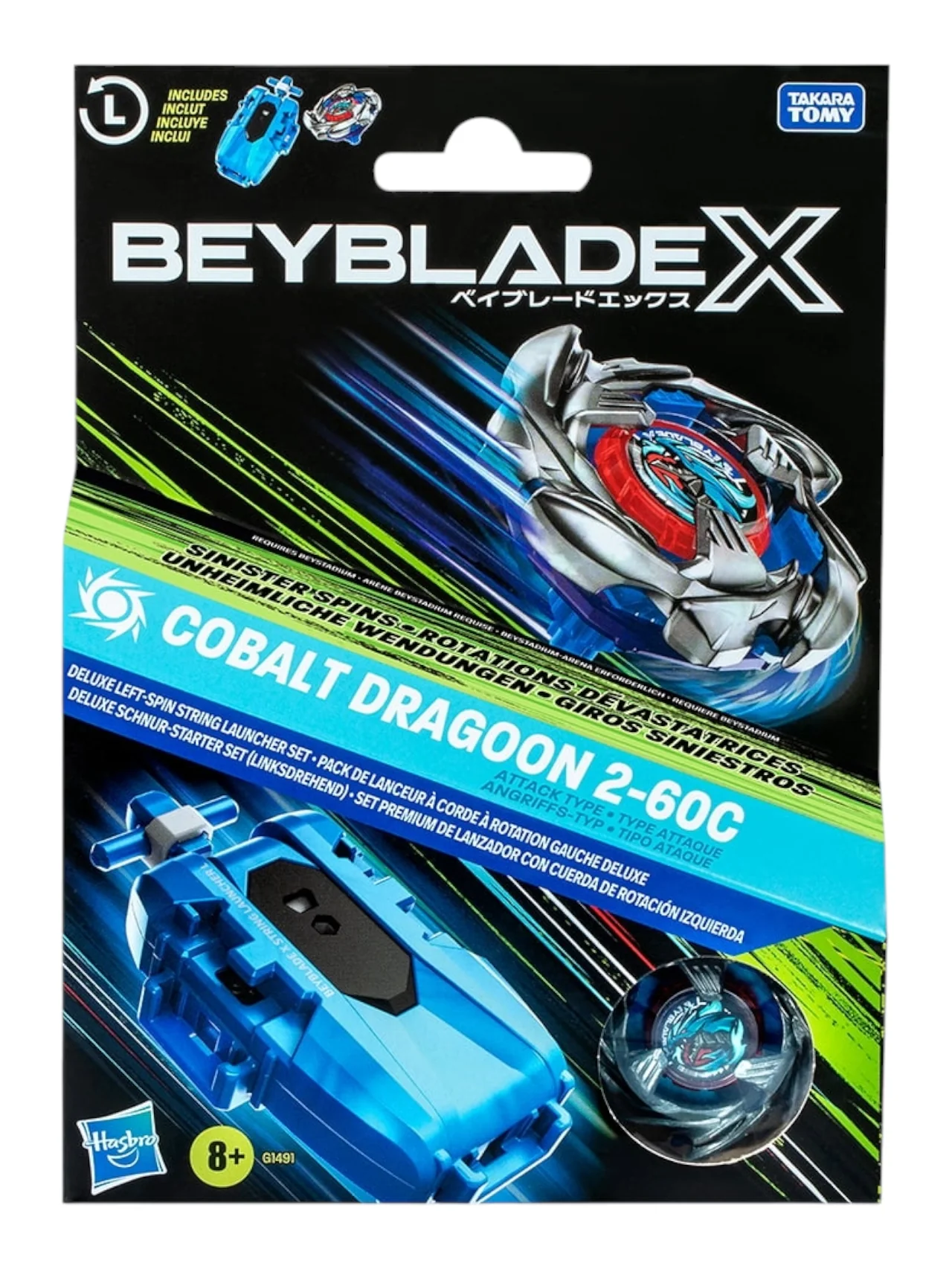 Beyblade X Lançador Deluxe Cobalt Dragoon 2-60C G1491 - Hasbro