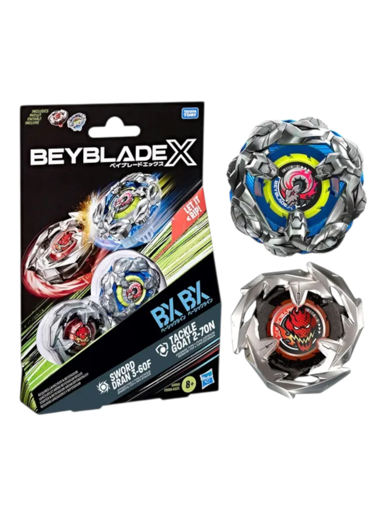 Beyblade X Tackle Goat 2-70N BX & Sword Dran 3-60F BX Takara Tomy Dual Pack Set, 2 Right-Spinning Tops - Image 3