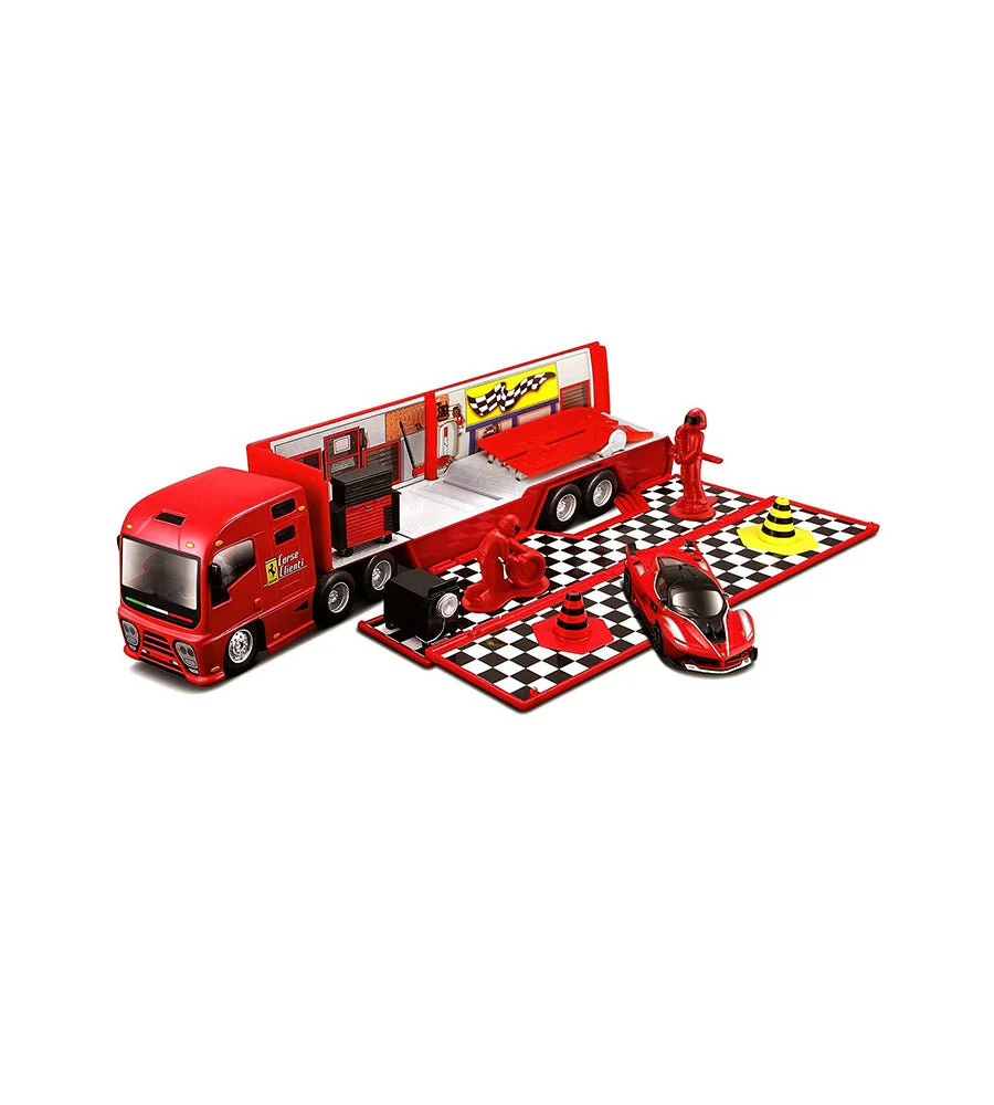 Burago Ferrari Evolution Race & Play Hauler and 2 Cars Set - Image 2