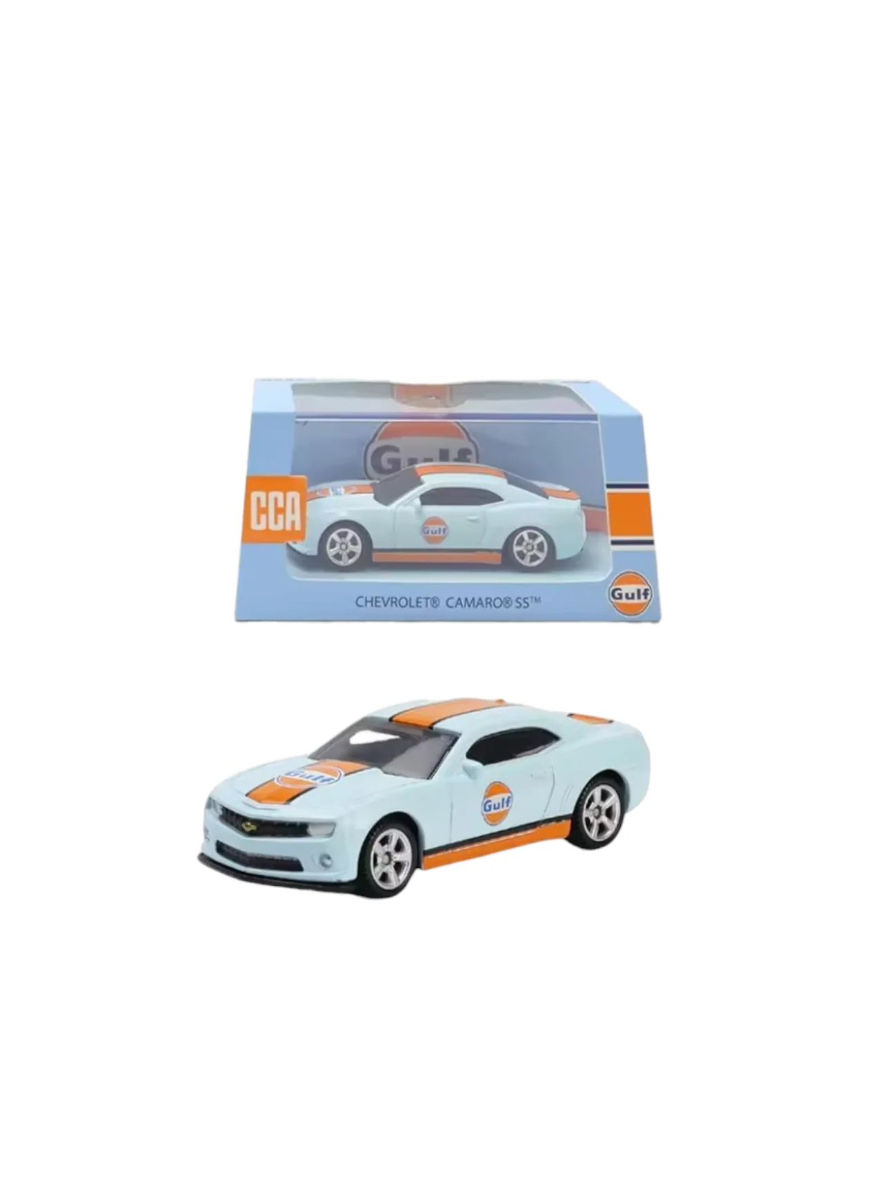 CCA Chevrolet Camaro SS 1:64 Scale gulf Diecast (With Acrylic Case)