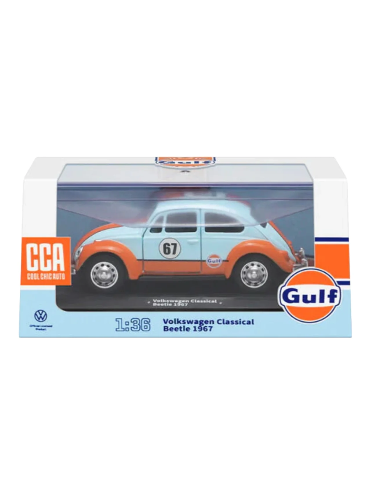 CCA Volkswagen Classical Beetle 1967 Gulf Livery 1:36 Scale Die-Cast Model Car | Collector Edition(with Acrylic site)