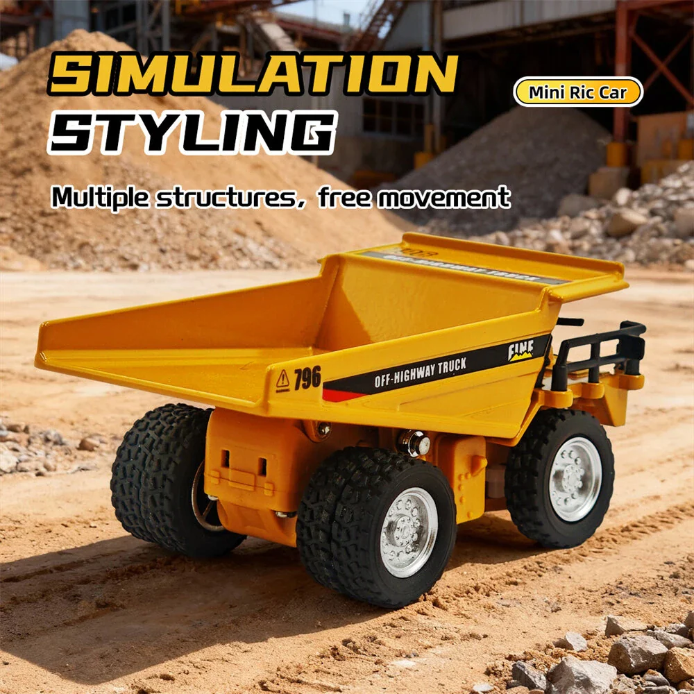 Engineering Remote Control (RC) Construction Dumper Truck Speed Regulating Alloy Model 1:64 Scale - Image 7