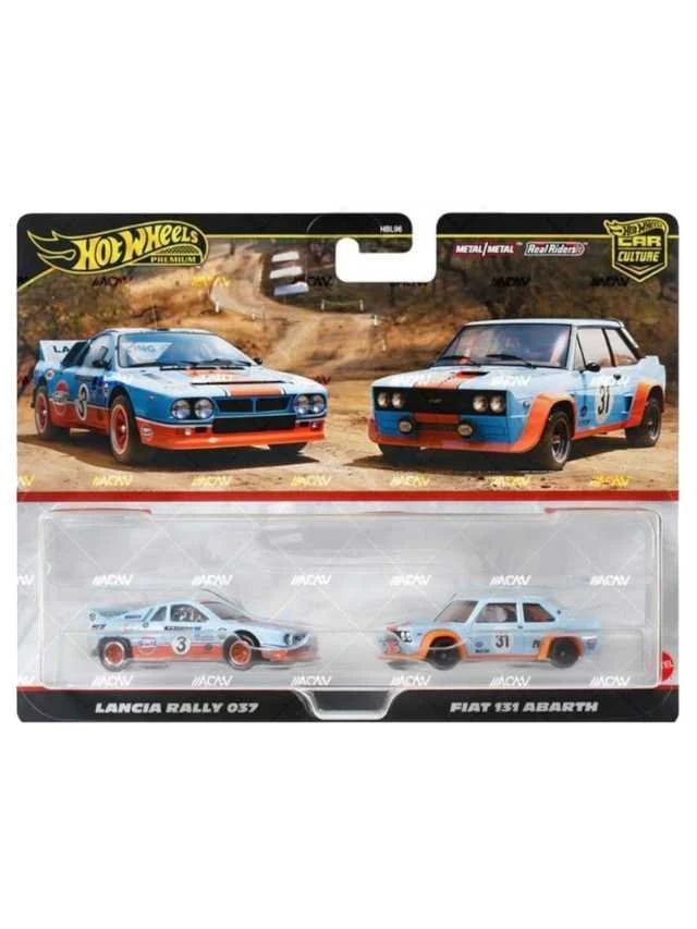 Exclusive Hotwheels Car Culture Lancia Rally 037 &amp; Fiat 131 Abarth (cart damage)