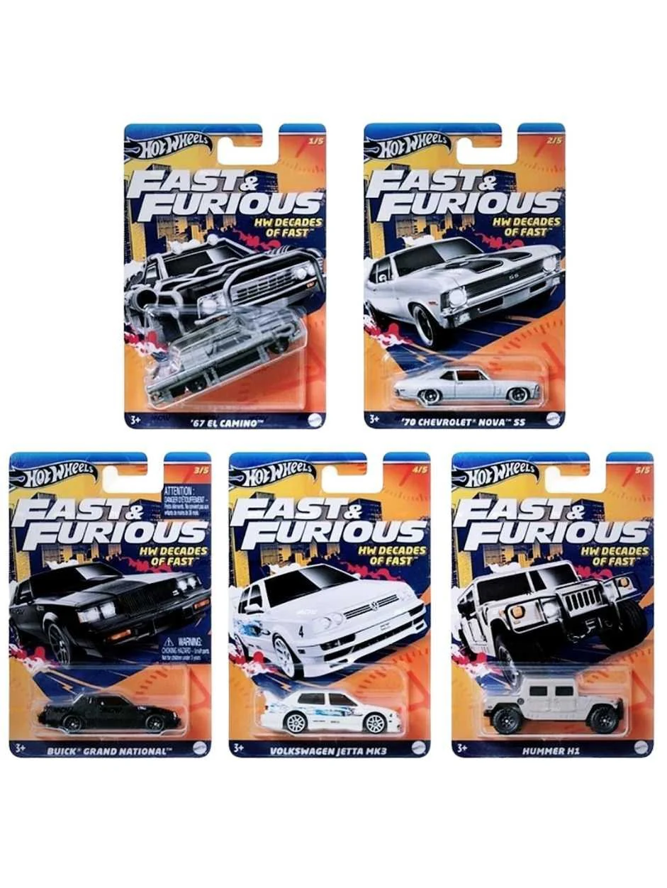 EXCLUSIVE Hotwheels Fast & Furious Set of 5 Hw Decades of Fast
