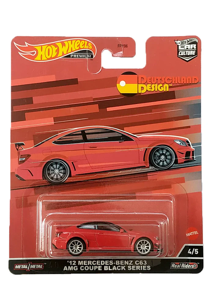 Hotwheels Deusetchland Design 12 Mercedes Benz C63 AMG Coupe Black Series Imported Premium 1:64 Scale