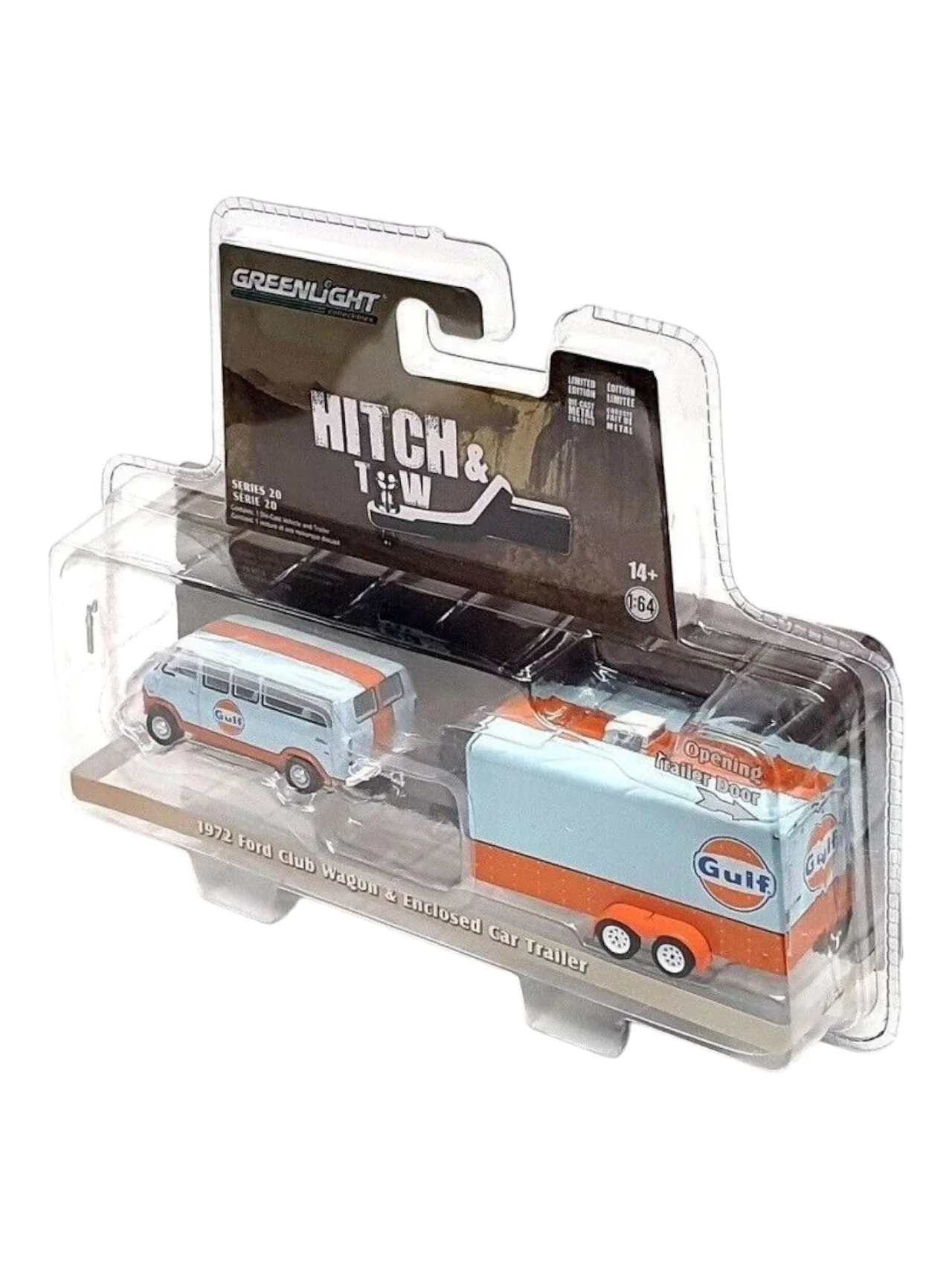 Greenlight 1972 ford club wagon & enclosed car trailer imported team transport 1:64 Scale - Image 11