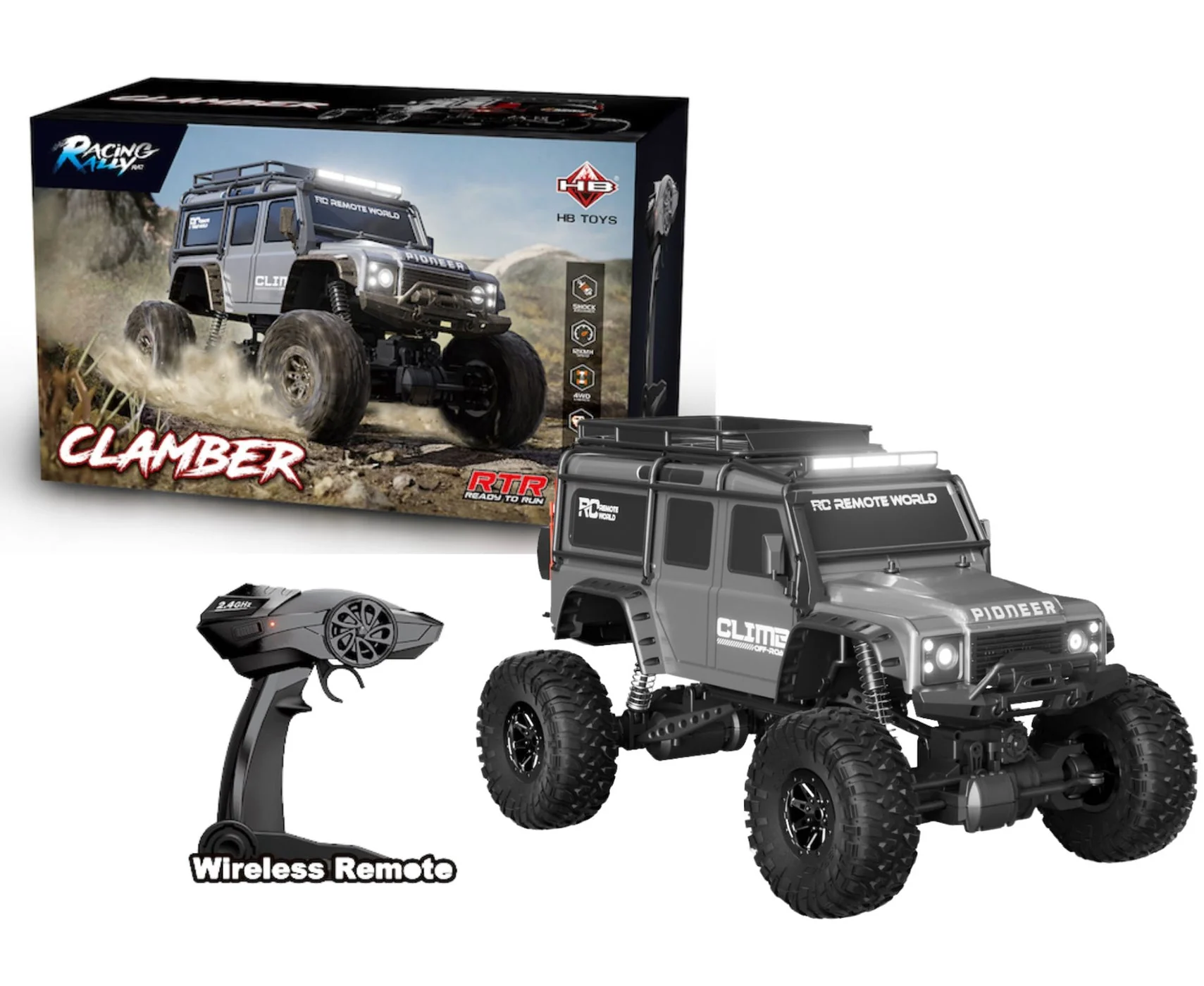 HB TOYS Racing Rally Clamber RTR Ready To Run 1:10 Scale 4WD RC Rock Crawler Off Road Car with Shock Absorbers. - Image 2