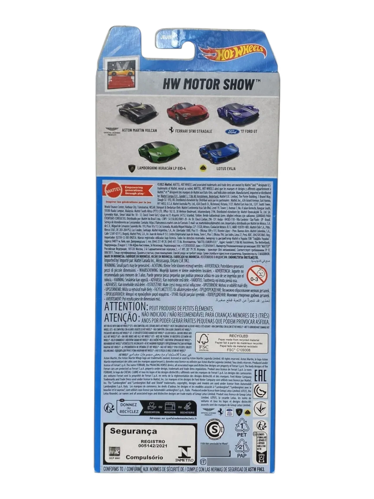 Hot Wheels Car 2025 HW Motor Show Pack of 5 (Aston Martin Vulcan, Ferrari SF90 Stradale, 17 Ford GT, Lamborghini Huracan Lp 610-4, Lotus Evija) Multi - Color - Image 5