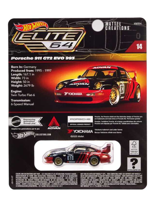 Hot Wheels Elite 64 Porsche 911 GT2 EVO 993 Imported RLC 1:64 Scale(Card and blister Damaged) - Image 2