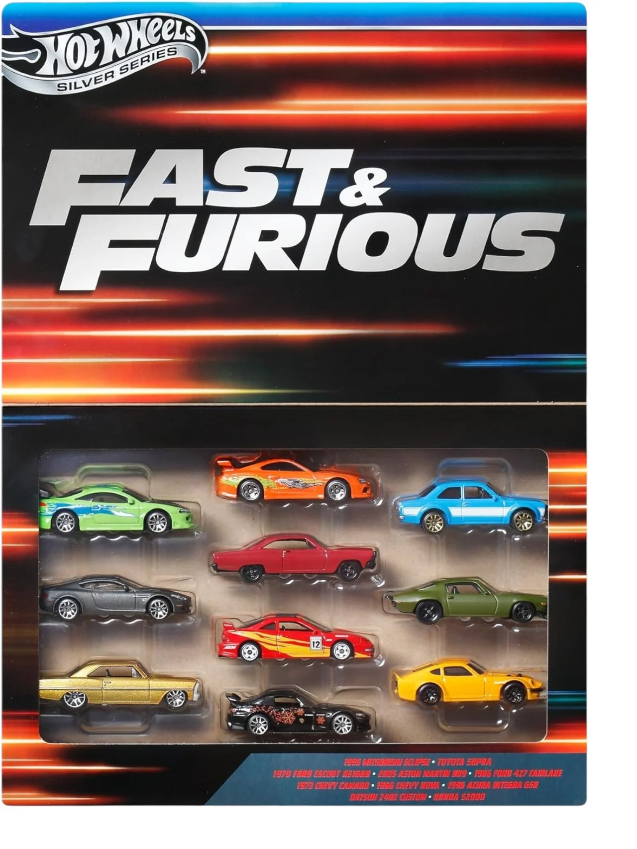 HotWheels Silver Series Fast and Furious pack of 10 Imported Mainline 1:64 scale - Image 3