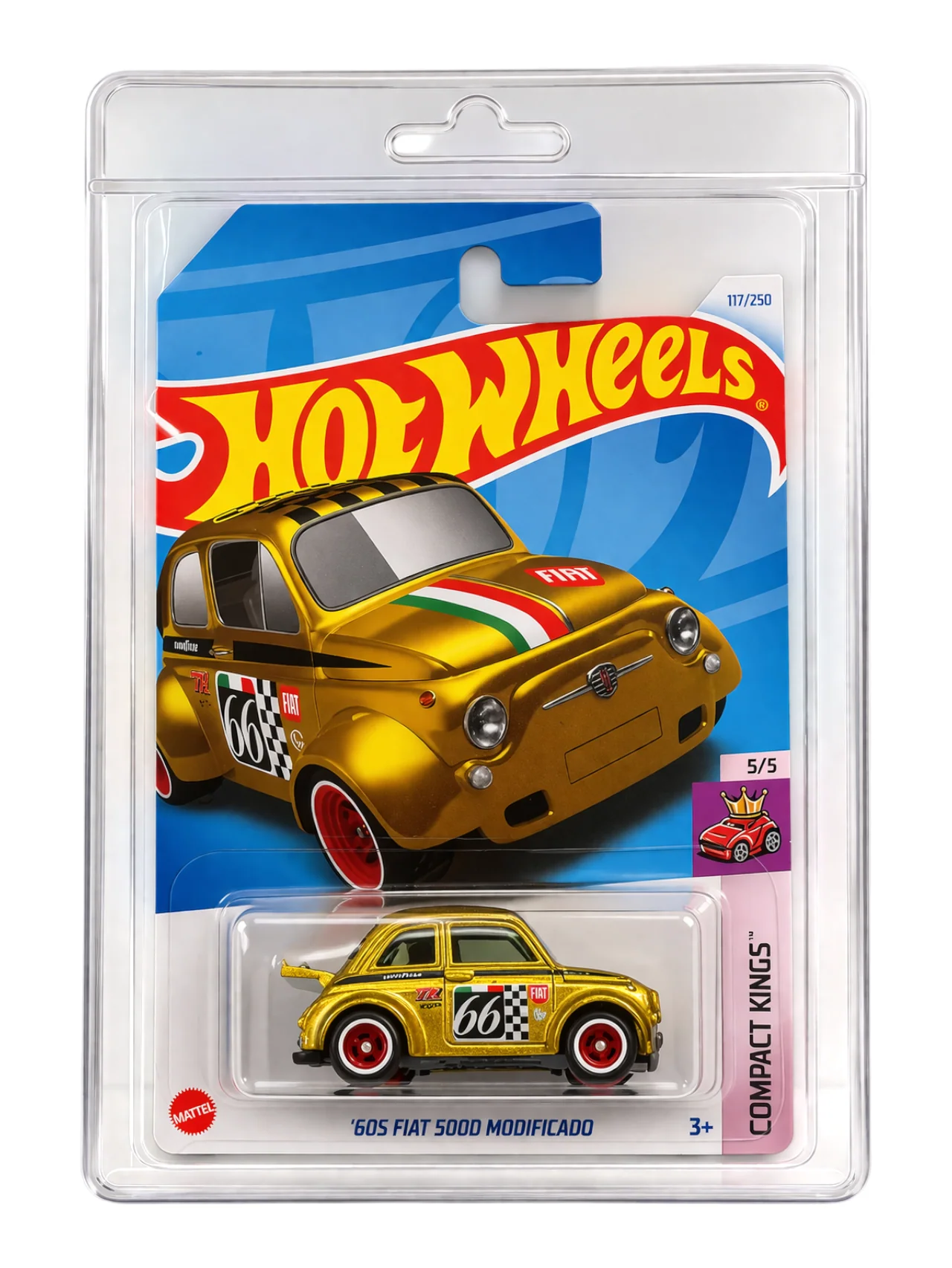 HotWheels '60S FIAT 500D MODIFICADO' Imported Mainline 1:64 Scale Super Treasure Hunt (With protector)RLC