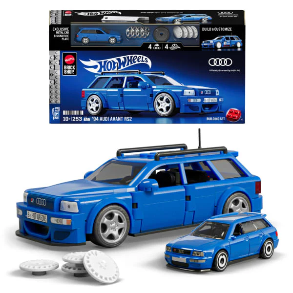 HotWheels 94 Audi Avant RS2 Building Set 10+253 Pcs Exclusive Metal Car 1:32 Scale (box damaged)