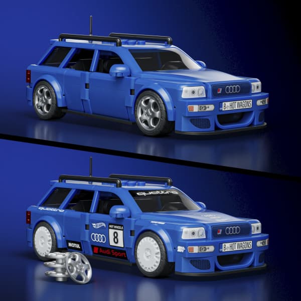 HotWheels 94 Audi Avant RS2 Building Set 10+253 Pcs Exclusive Metal Car 1:32 Scale (box damaged) - Image 7