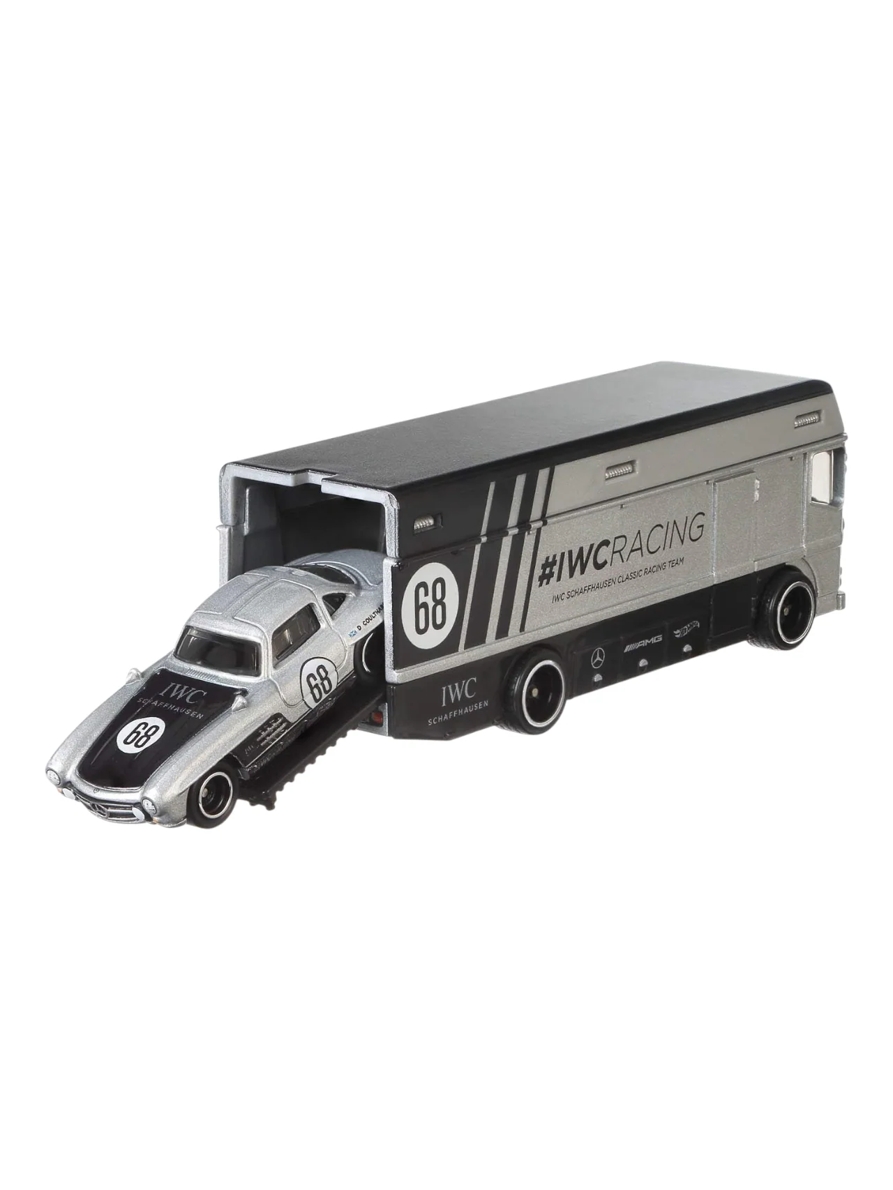 Hotwheels car Culture Mercedes Benz 300 sl euro hauler imported team transport 1:64 Scale (blister damaged) - Image 3