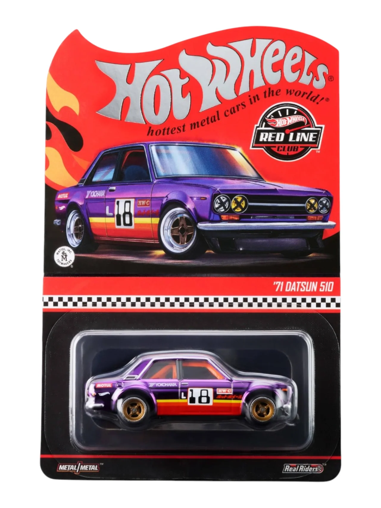 Hotwheels '71 datsun 510 imported premium RLC 1:64 scale with protector