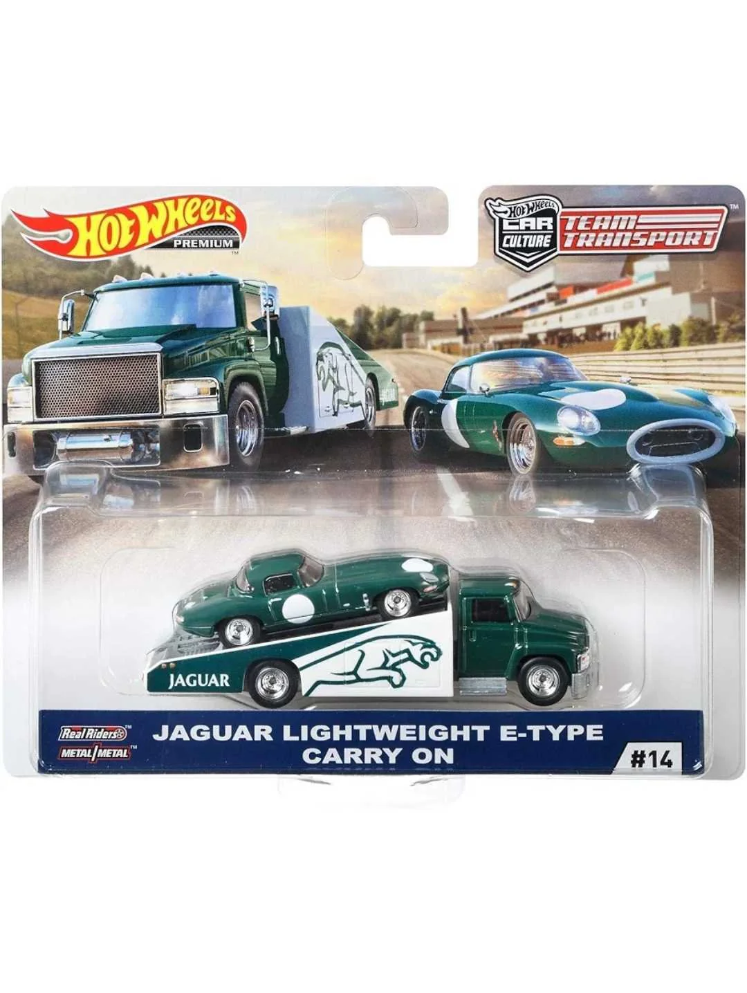 Hotwheels jaguar lightweight e type carry on Imported Team Transport 1:64