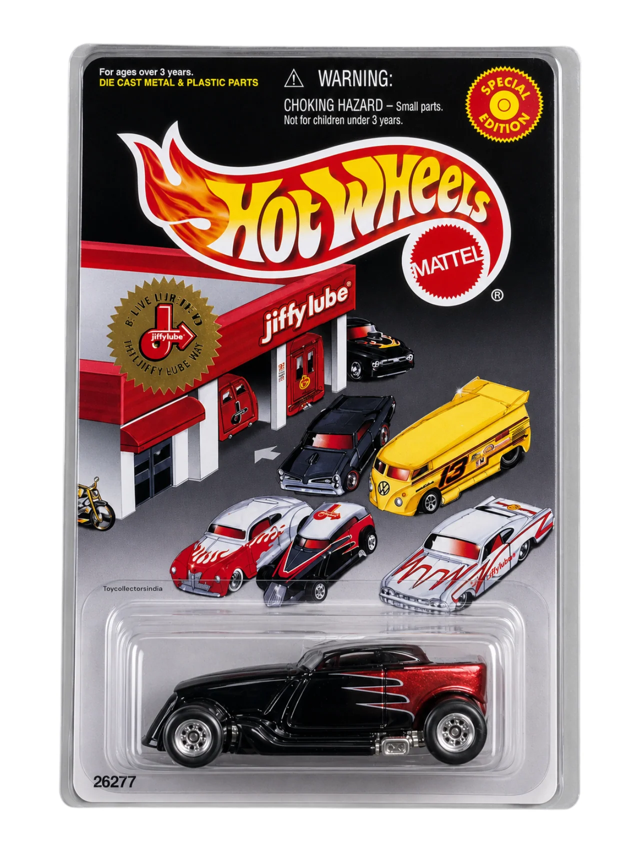 HotWheels 'Jiffy Lube Sleek Black And Metallic Red Imported 1:64 Scale - Image 2