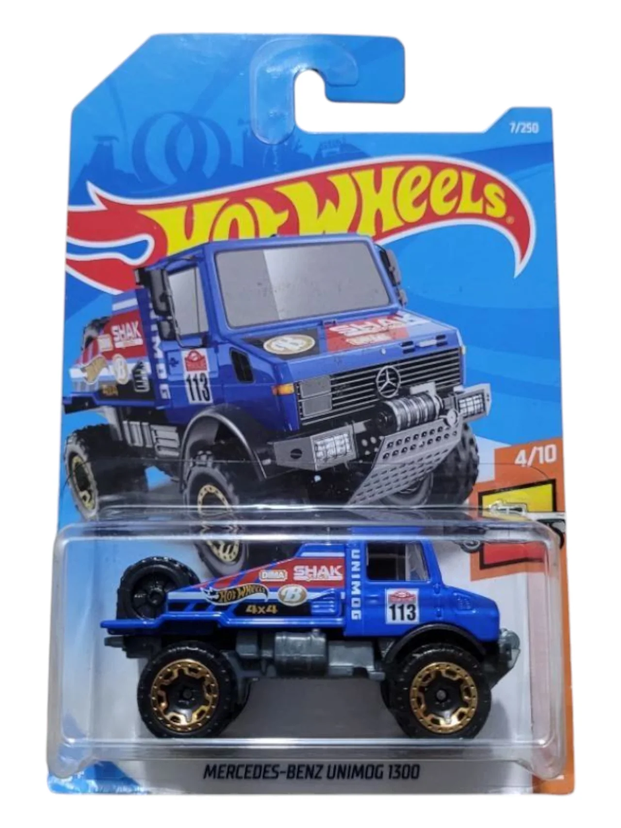 HotWheels Mercedes-Benz Unimog 1300 Imported Mainline 1:64 Scale (Blister Damage)
